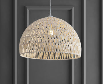 Campana 20" Bohemian Modern Woven Rattan/Iron LED Pendant